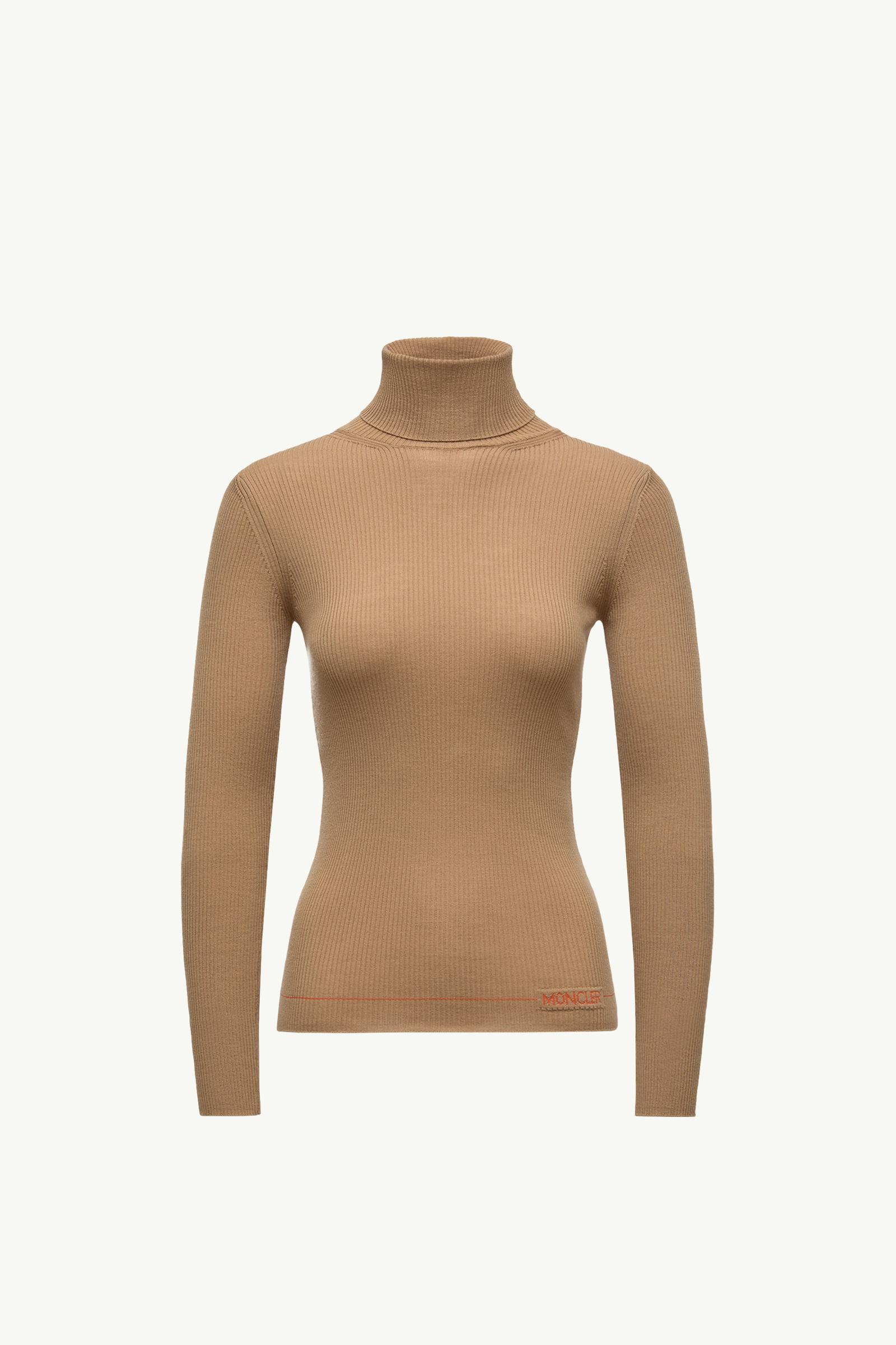 MONCLER リブ編み タートルネック×紺 ベージュ MONCLER リブ編み