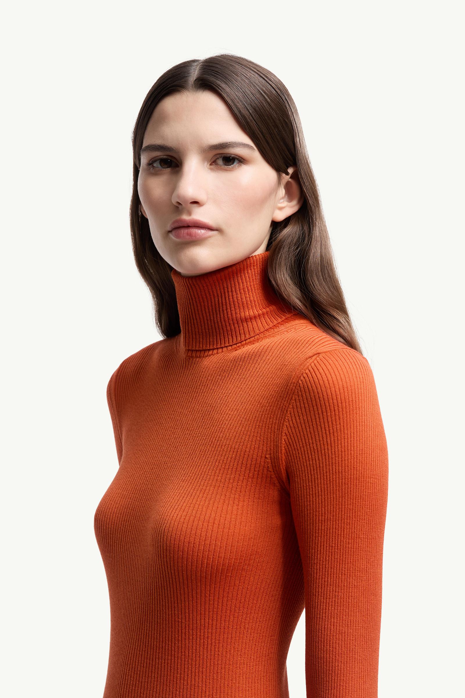 Logo Wool Polo Neck Jumper Women Orange Moncler 1