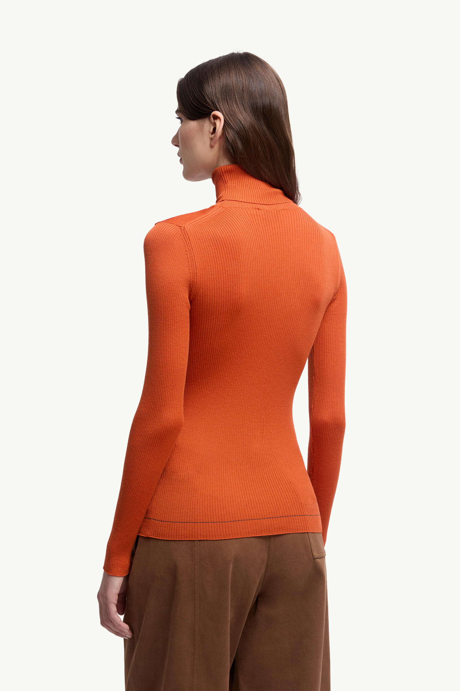 Logo Wool Polo Neck Jumper Women Orange Moncler 4