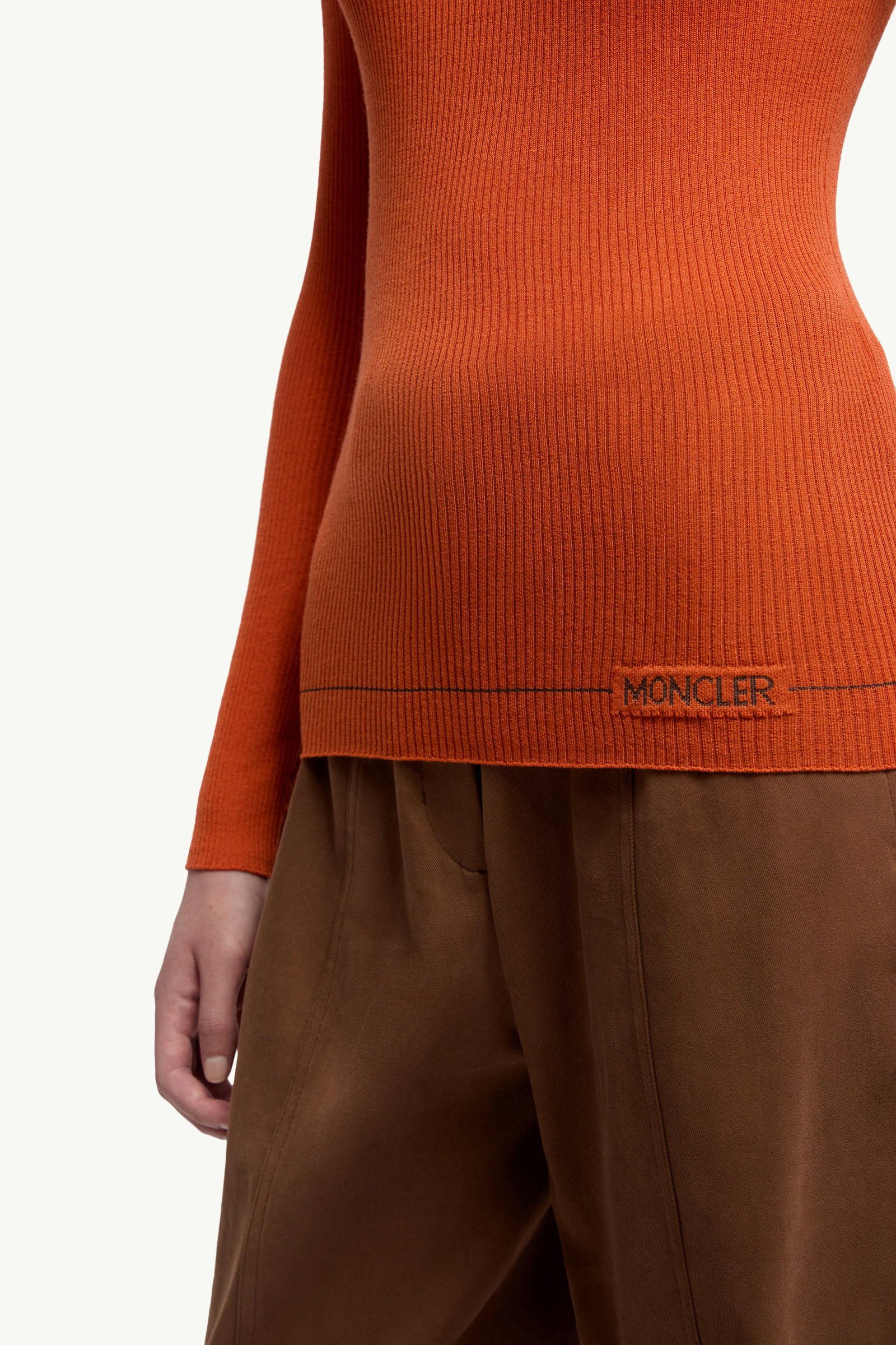 Logo Wool Polo Neck Jumper Women Orange Moncler 5