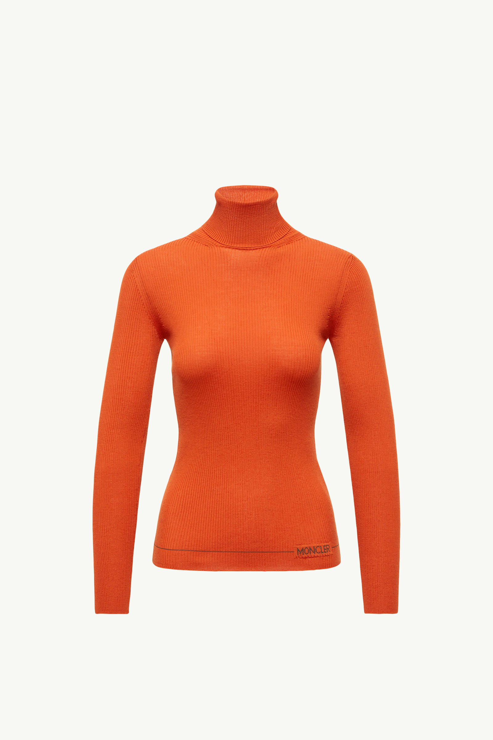 Logo Wool Polo Neck Jumper Women Orange Moncler 2