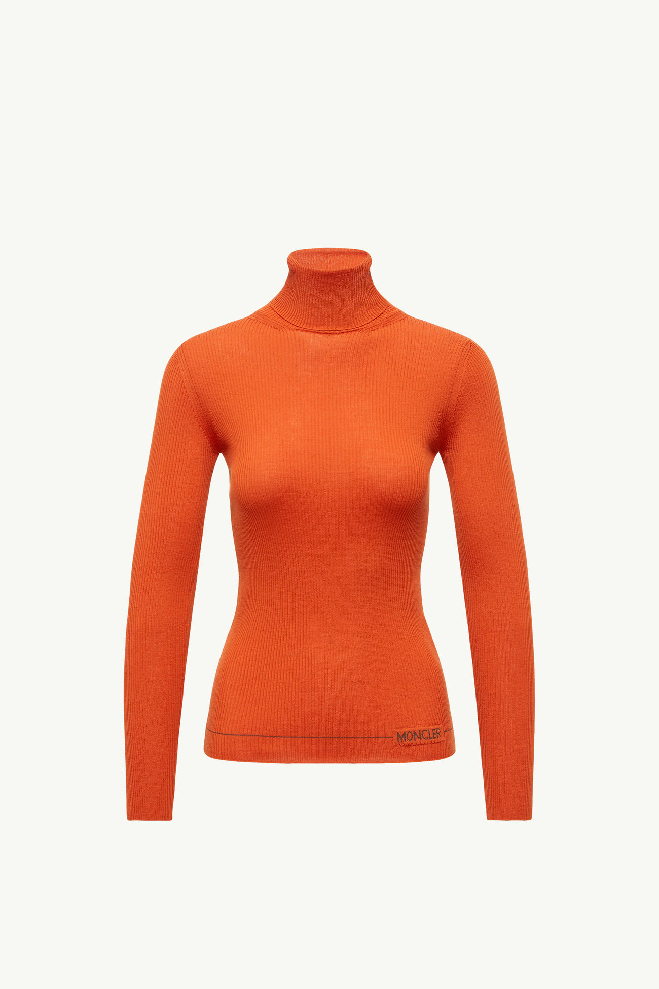 Logo Wool Turtleneck Sweater Women Orange Moncler 2