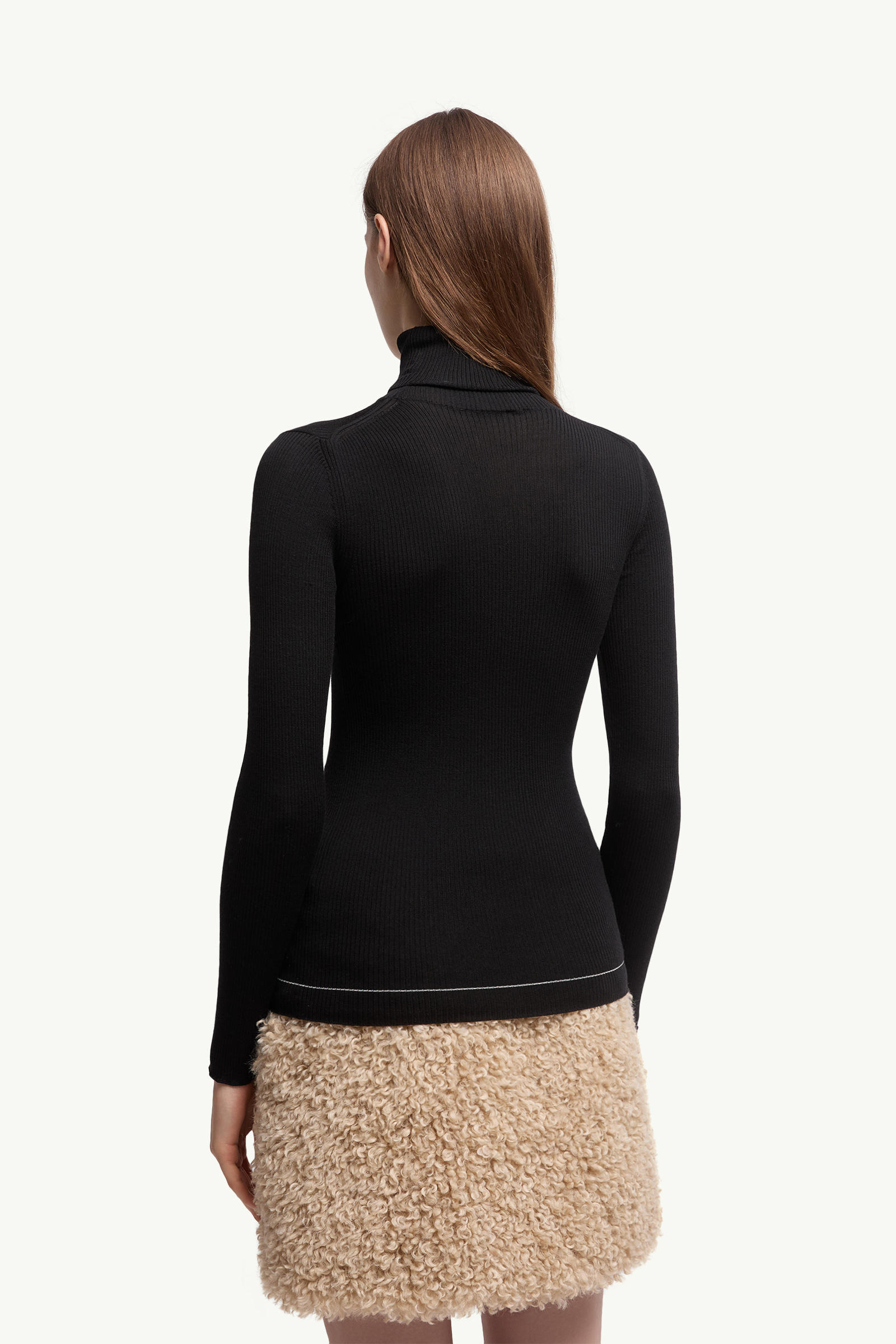 Logo Wool Polo Neck Jumper Women Black Moncler 4
