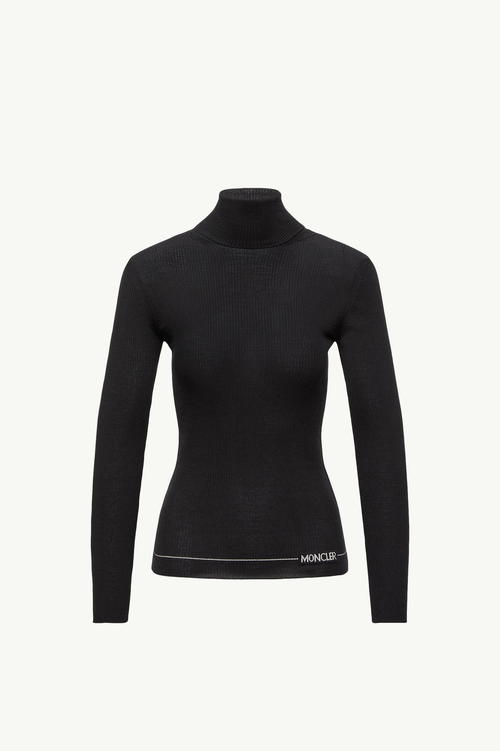 Logo Wool Polo Neck Jumper Women Black Moncler 2