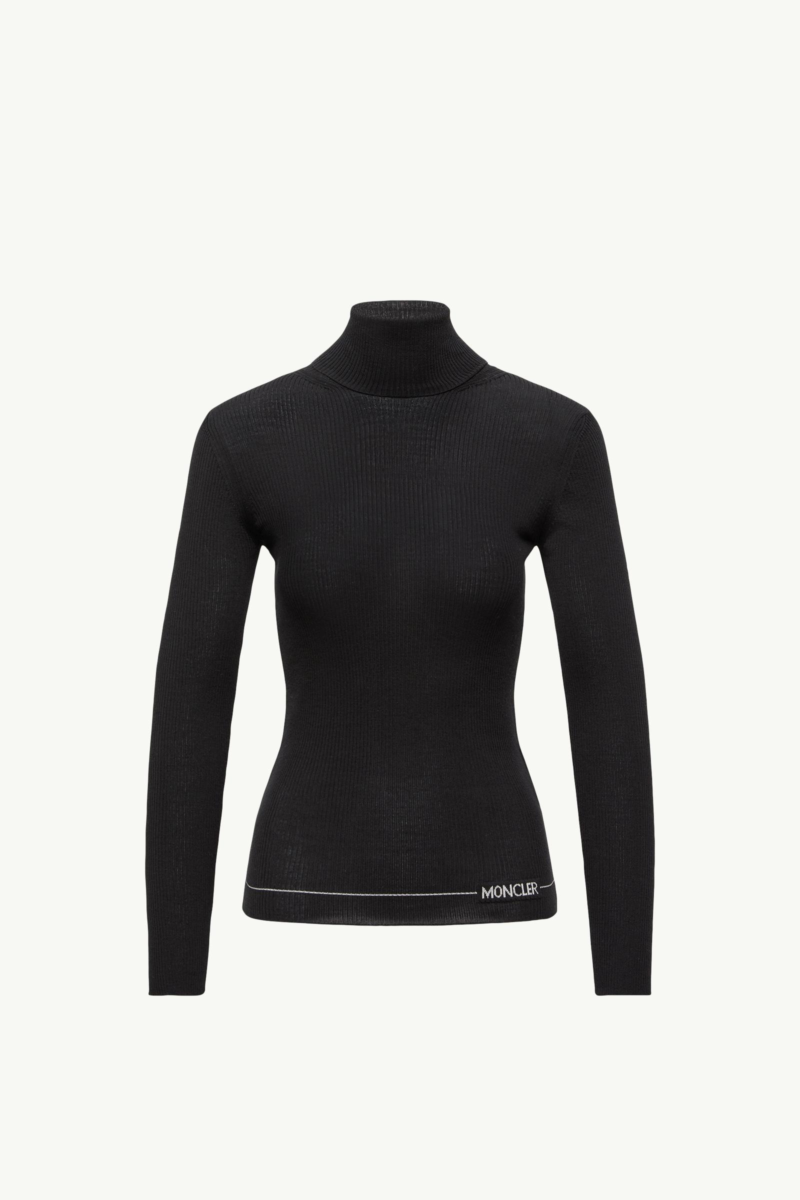 Black Logo Wool Turtleneck Sweater - Sweaters & Cardigans for