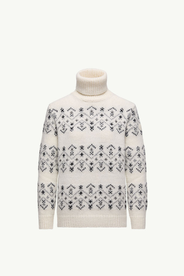 Kristallbestickter Rollkragenpullover aus Alpaka und Wolle Damen Weiß-Elfenbein Moncler 2