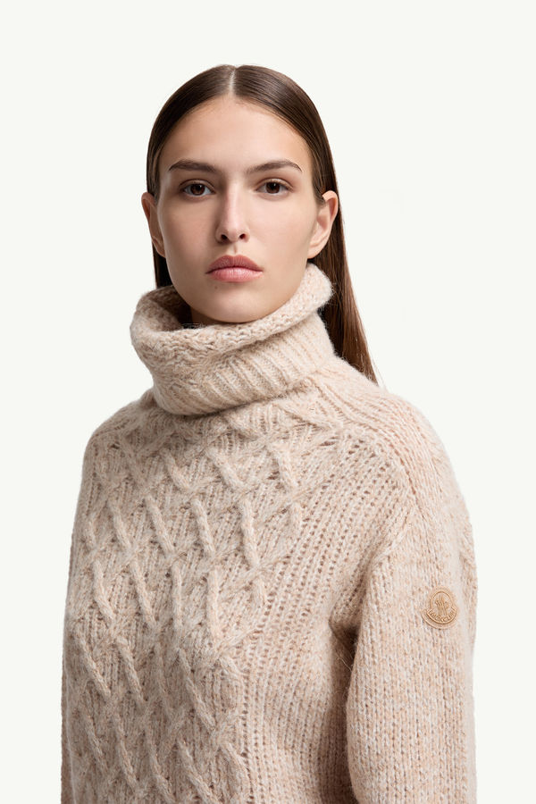 Alpaca Blend Polo Neck Jumper Women Beige Moncler 1