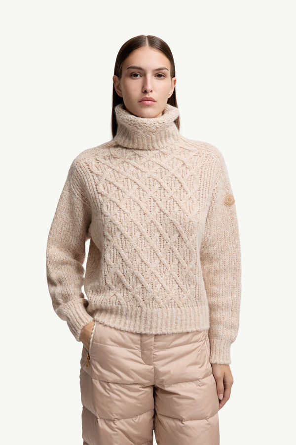 Alpaca Blend Polo Neck Jumper Women Beige Moncler 3
