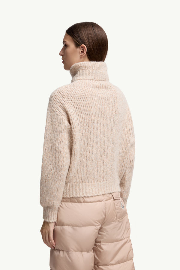 Alpaca Blend Polo Neck Jumper Women Beige Moncler 4