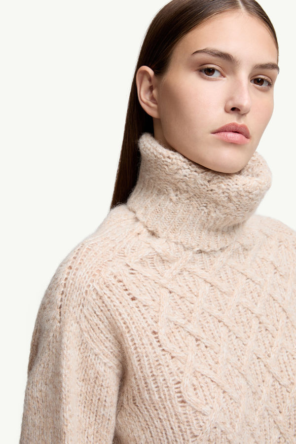 Alpaca Blend Polo Neck Jumper Women Beige Moncler 5