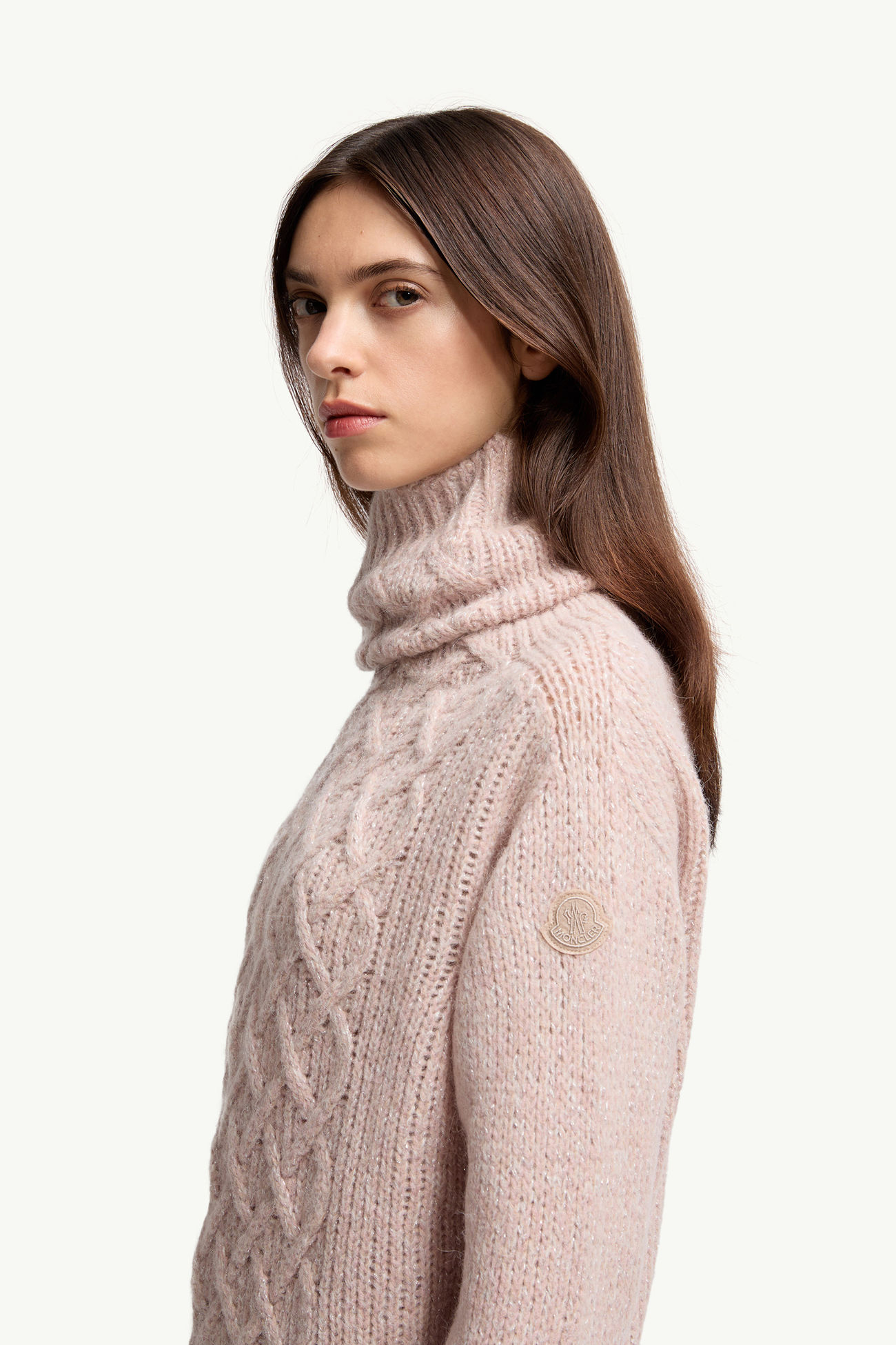Alpaca Blend Turtleneck Sweater Women Rose Pink Moncler 1