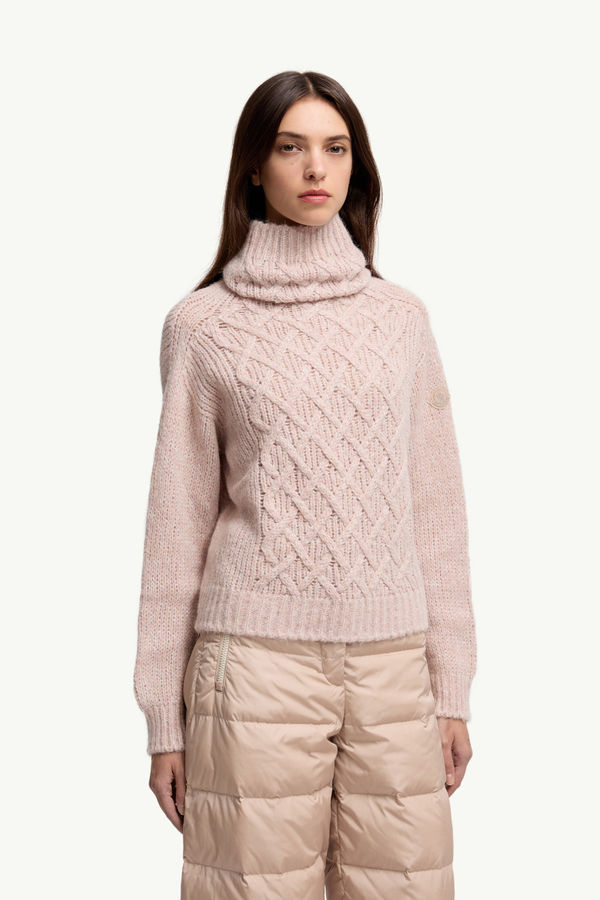 Alpaca Blend Polo Neck Jumper Women Rose Pink Moncler 3