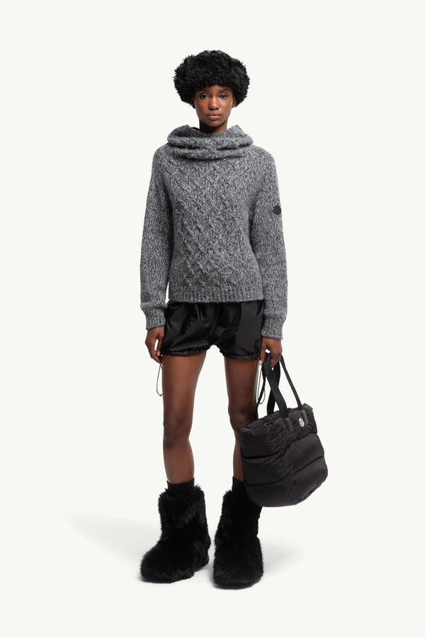 Alpaca Blend Polo Neck Jumper Women Dark Gray Moncler 0