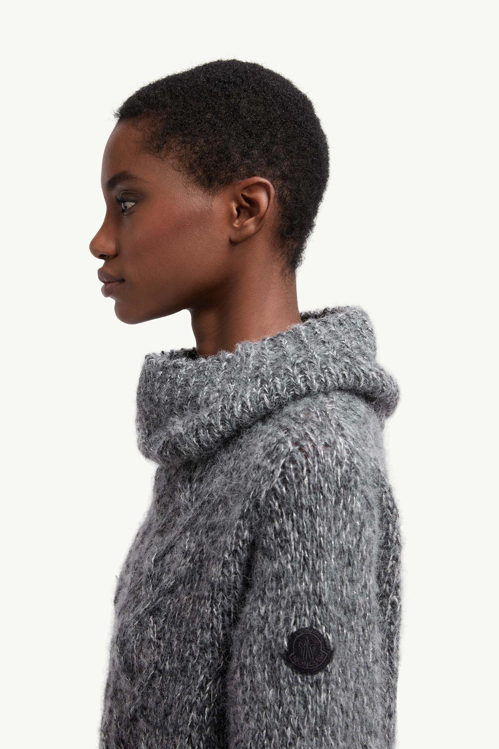 Alpaca Blend Polo Neck Jumper Women Dark Gray Moncler 1