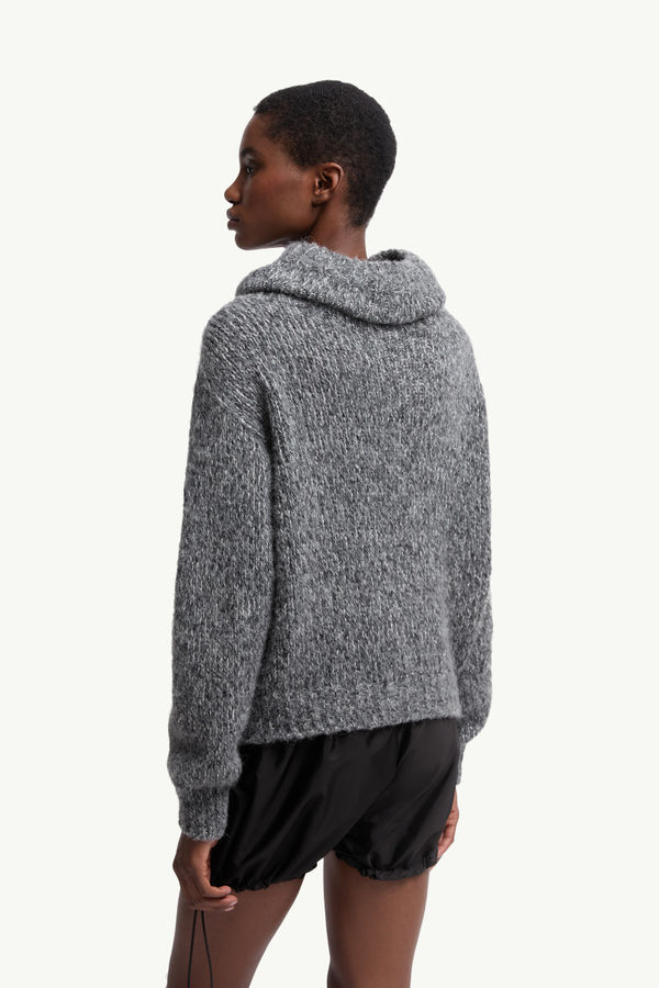 Alpaca Blend Polo Neck Jumper Women Dark Gray Moncler 4