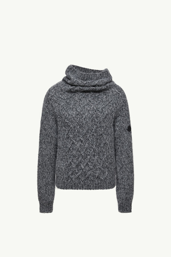 Alpaca Blend Polo Neck Jumper Women Dark Gray Moncler 2