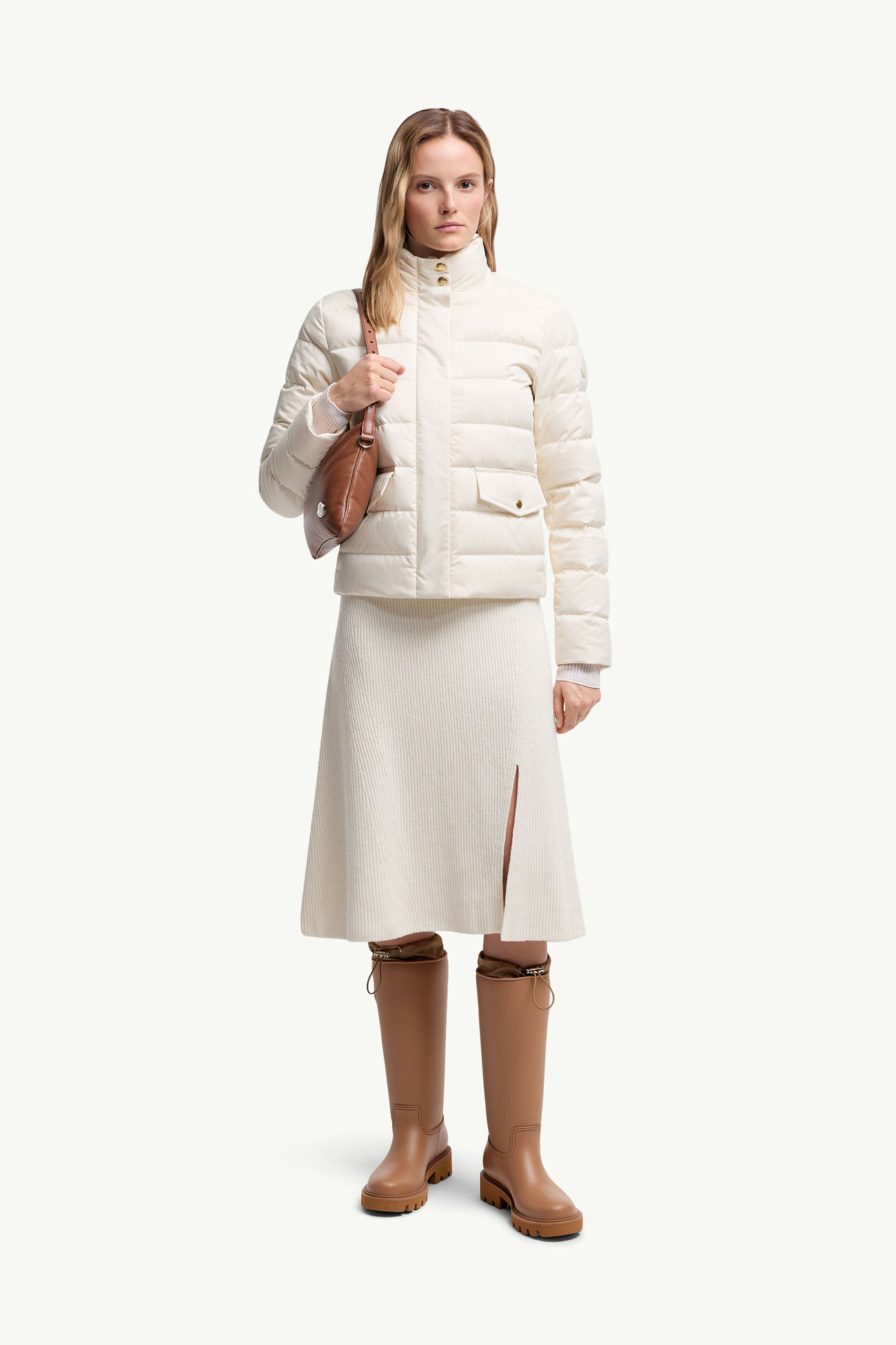 Jupe midi en laine et cachemire Femmes Blanc Moncler 0