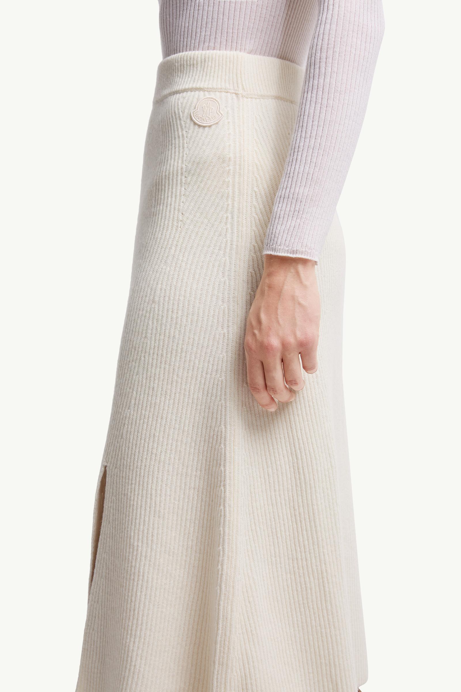 Wool & Cashmere Midi Skirt Women White Moncler 1