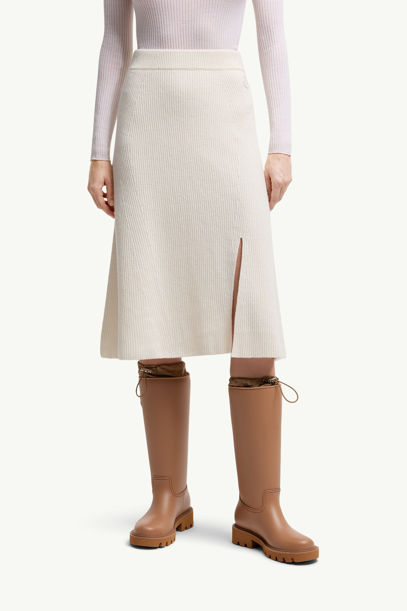 Jupe midi en laine et cachemire Femmes Blanc Moncler 3