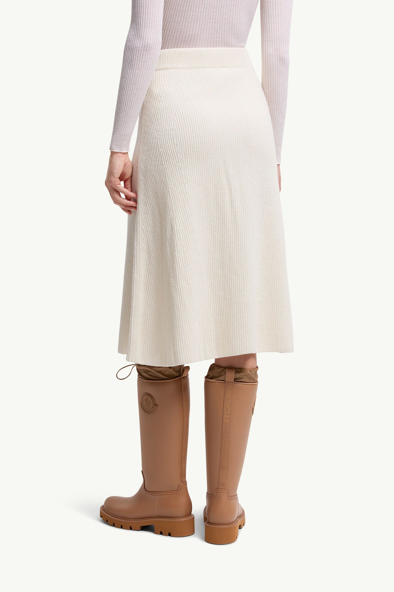 Jupe midi en laine et cachemire Femmes Blanc Moncler 4