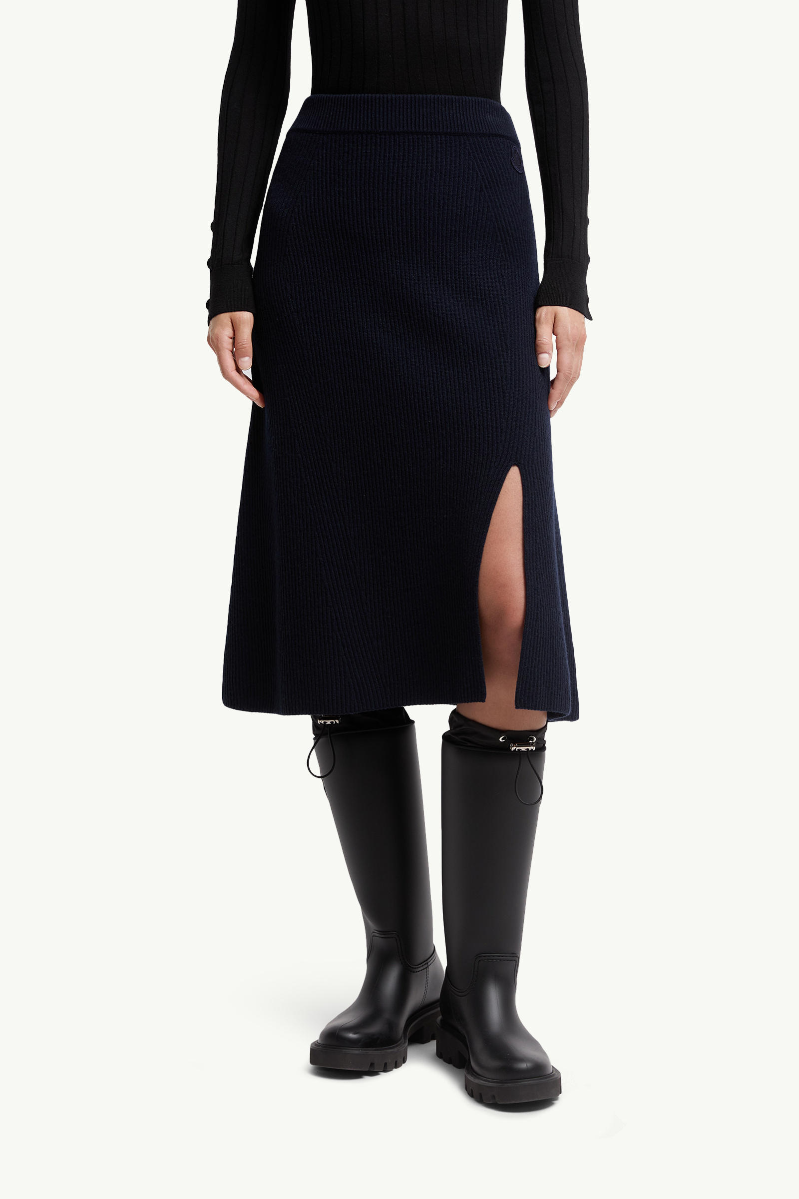Wool & Cashmere Midi Skirt Women Dark Blue Moncler 3