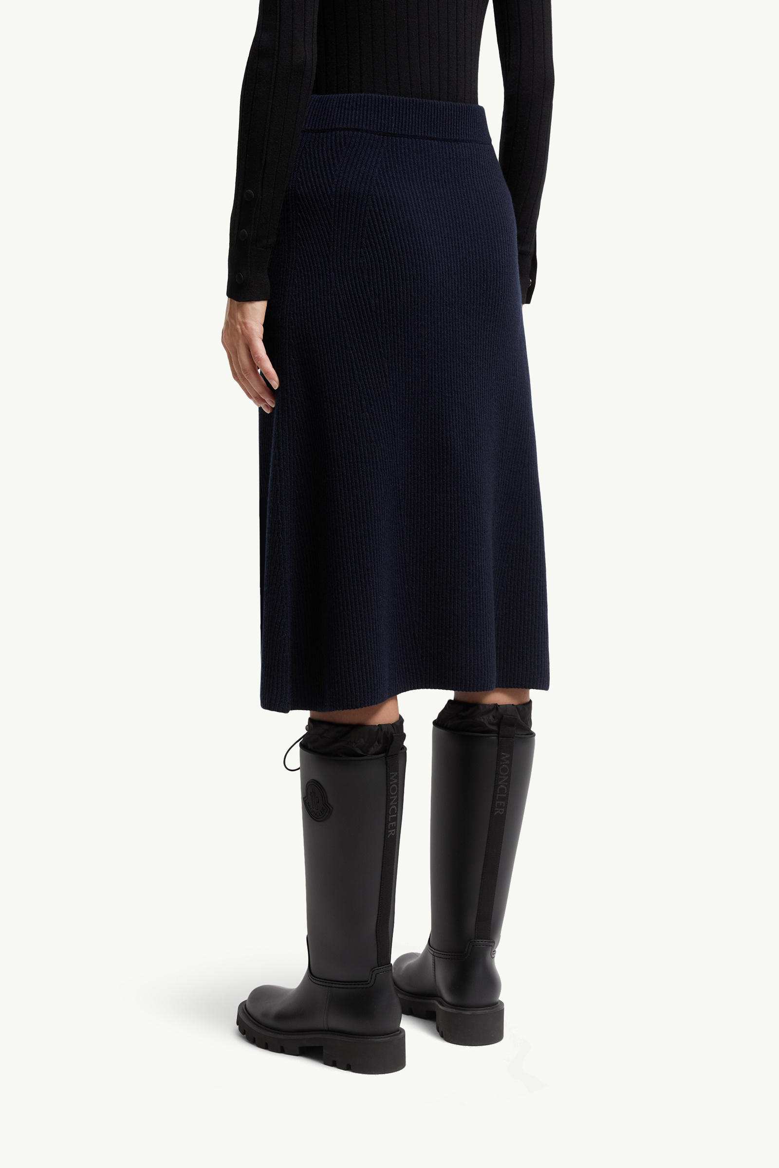 Wool & Cashmere Midi Skirt Women Dark Blue Moncler 4