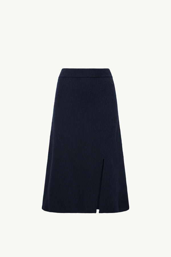 Wool & Cashmere Midi Skirt Women Dark Blue Moncler 2