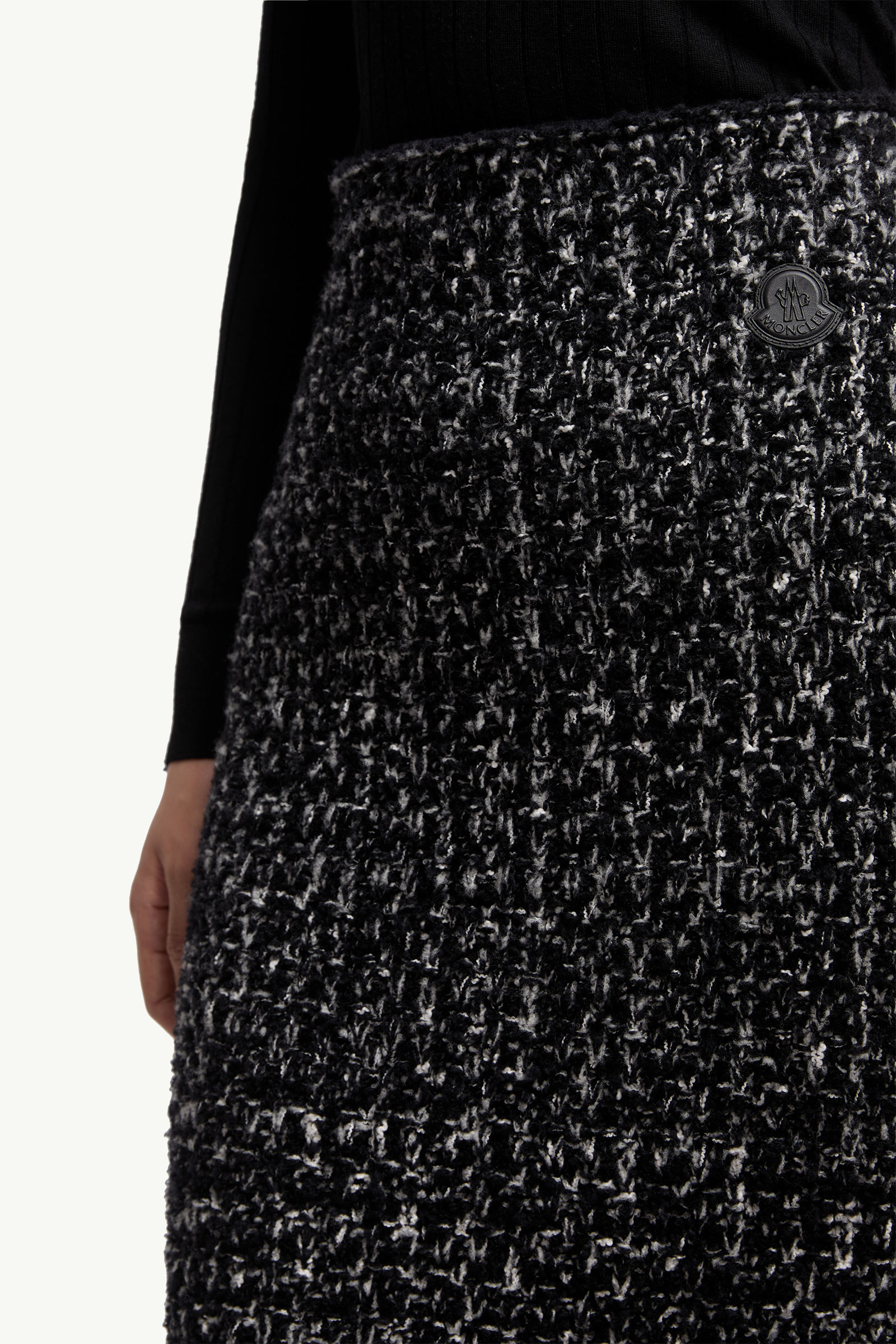 Fringe-Trim Wool Blend Skirt Women Black Moncler 5