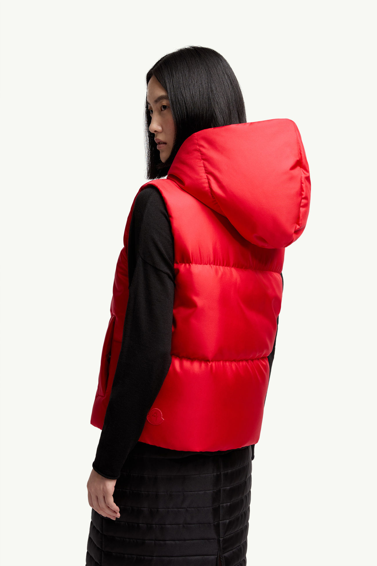 Doudoune sans manches à capuche Linglong Moncler + Qiu Hao Femmes Rouge Moncler 4