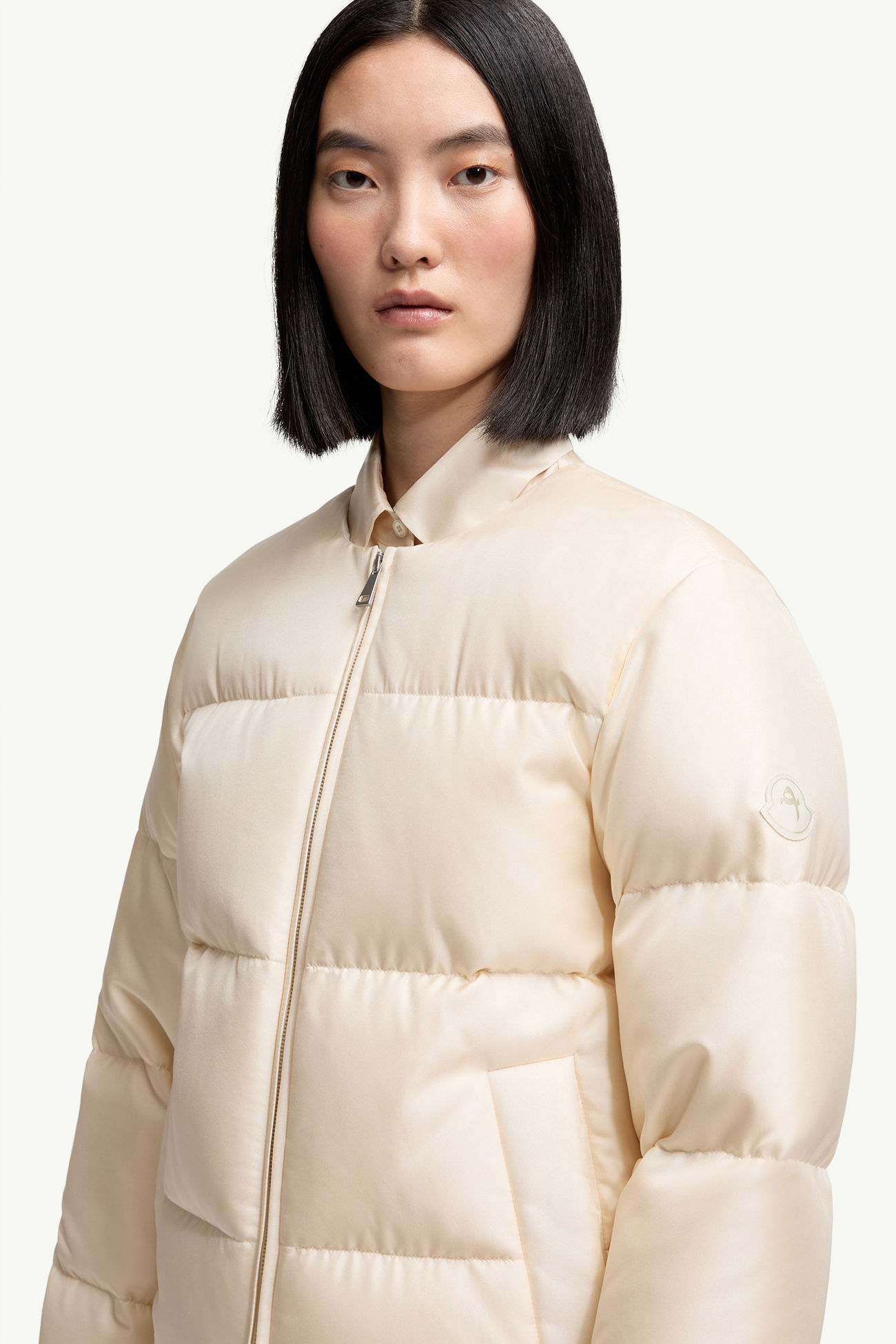 Moncler + Qiu Hao Duan Hooded Short Down Jacket Women White Ivory Moncler 6