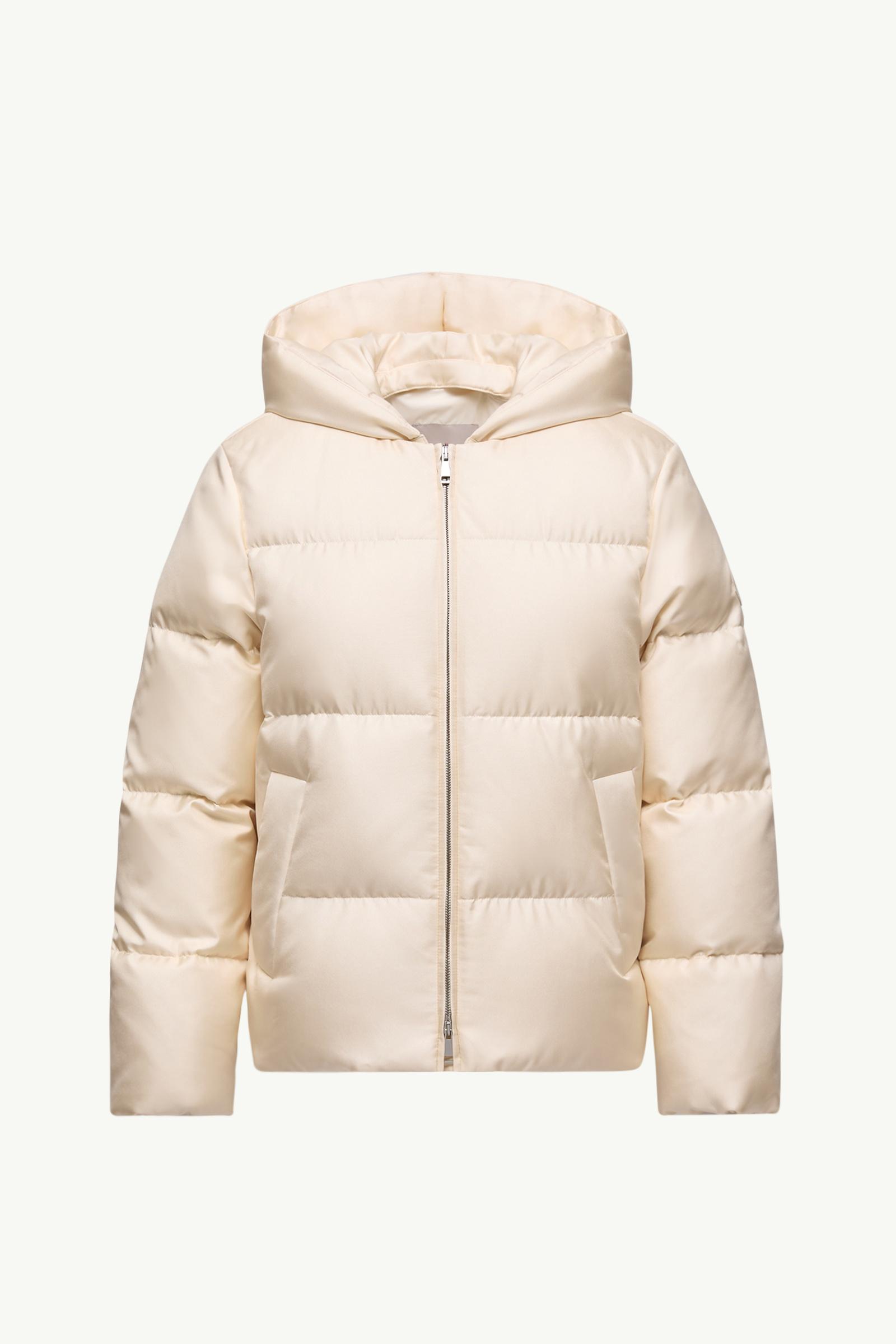 Moncler + Qiu Hao Duan Hooded Short Down Jacket Women White Ivory Moncler