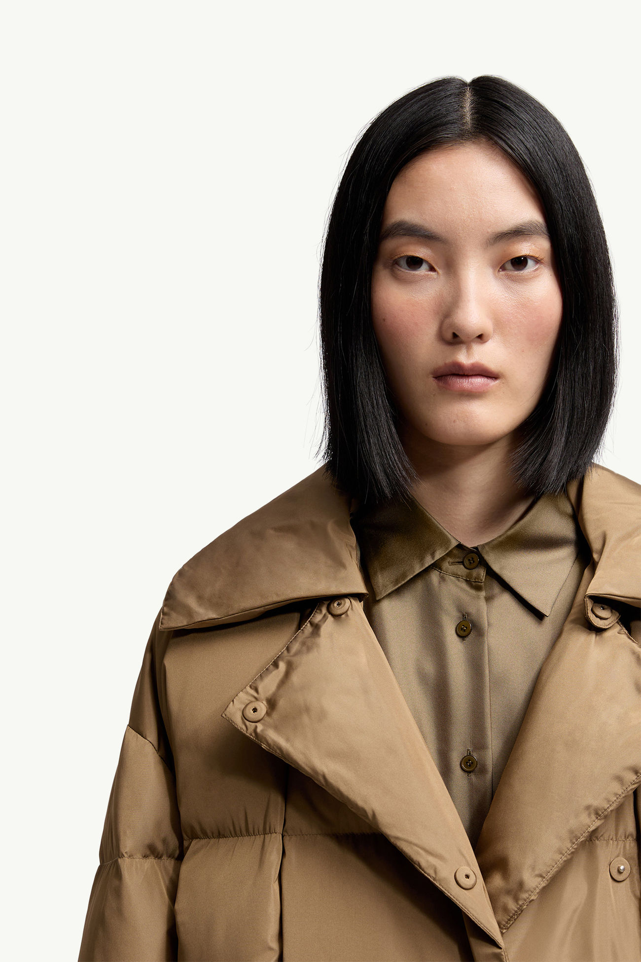 Moncler + Qiu Hao Gaoya Long Down Jacket Women Light Brown Moncler 6