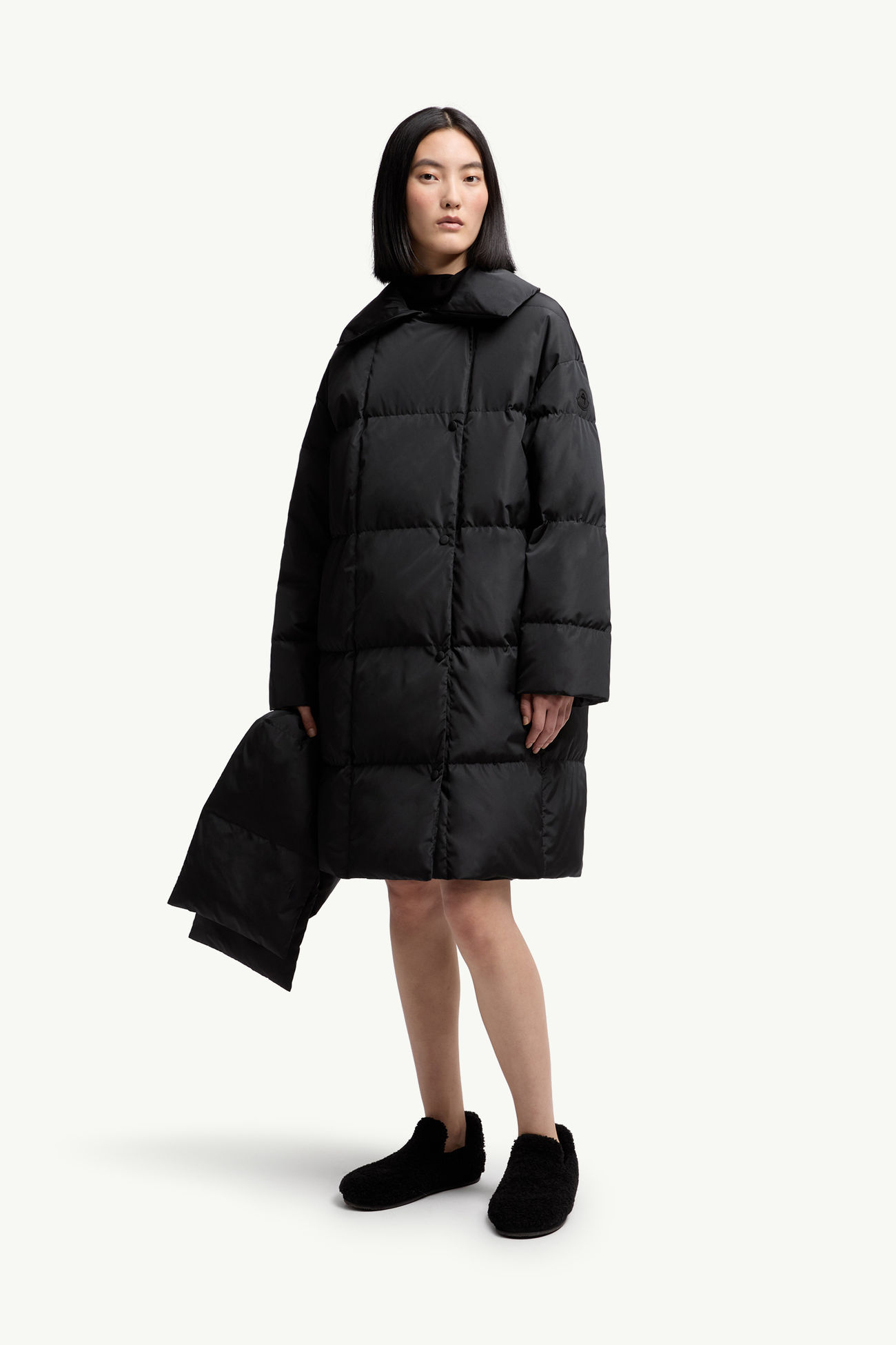 Piumino lungo Gaoya Moncler + Qiu Hao Donna Nero Moncler 0