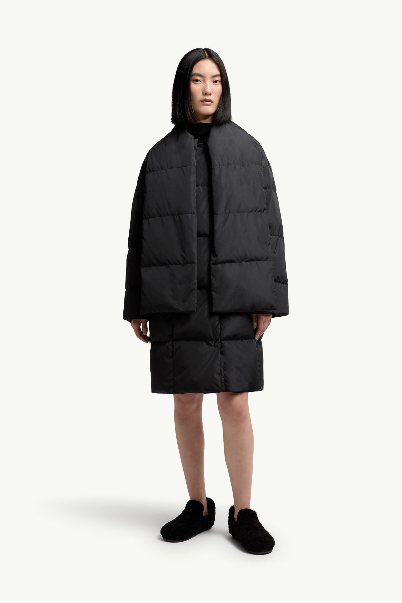 Moncler + Qiu Hao Gaoya Lange Daunenjacke Damen Schwarz Moncler 3