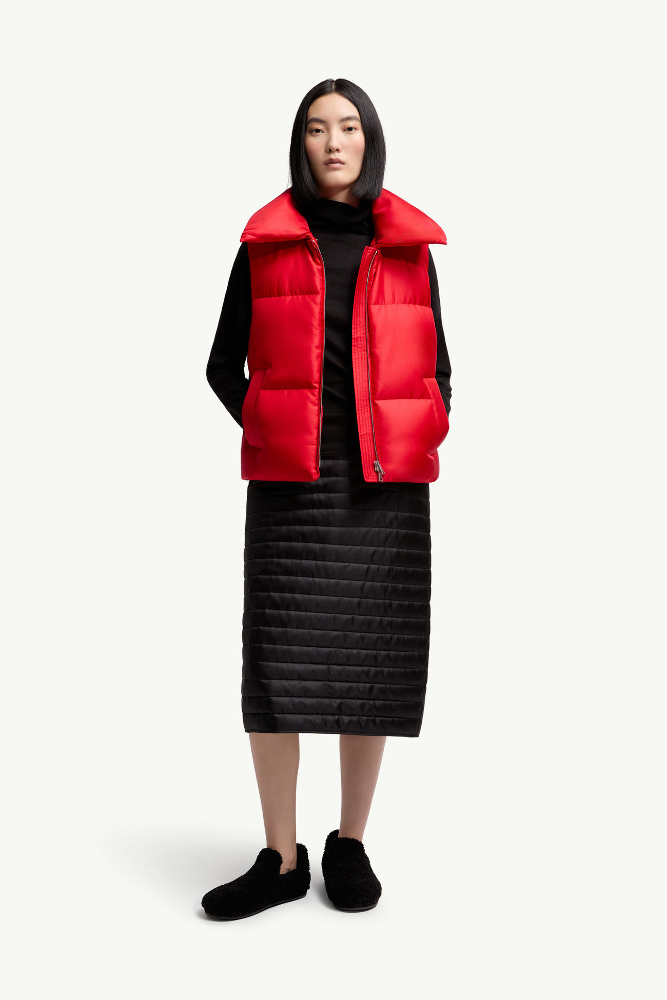 Jupe midi matelassée Moncler + Qiu Hao Femmes Noir Moncler 0