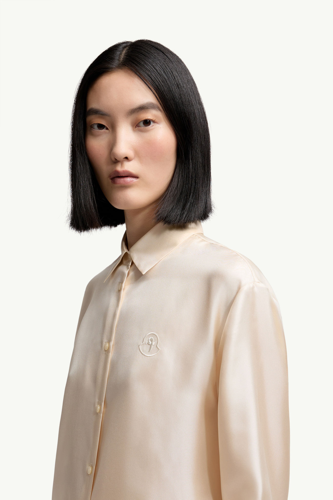 Moncler + Qiu Hao Long Sleeve Shirt Women White Ivory Moncler 1