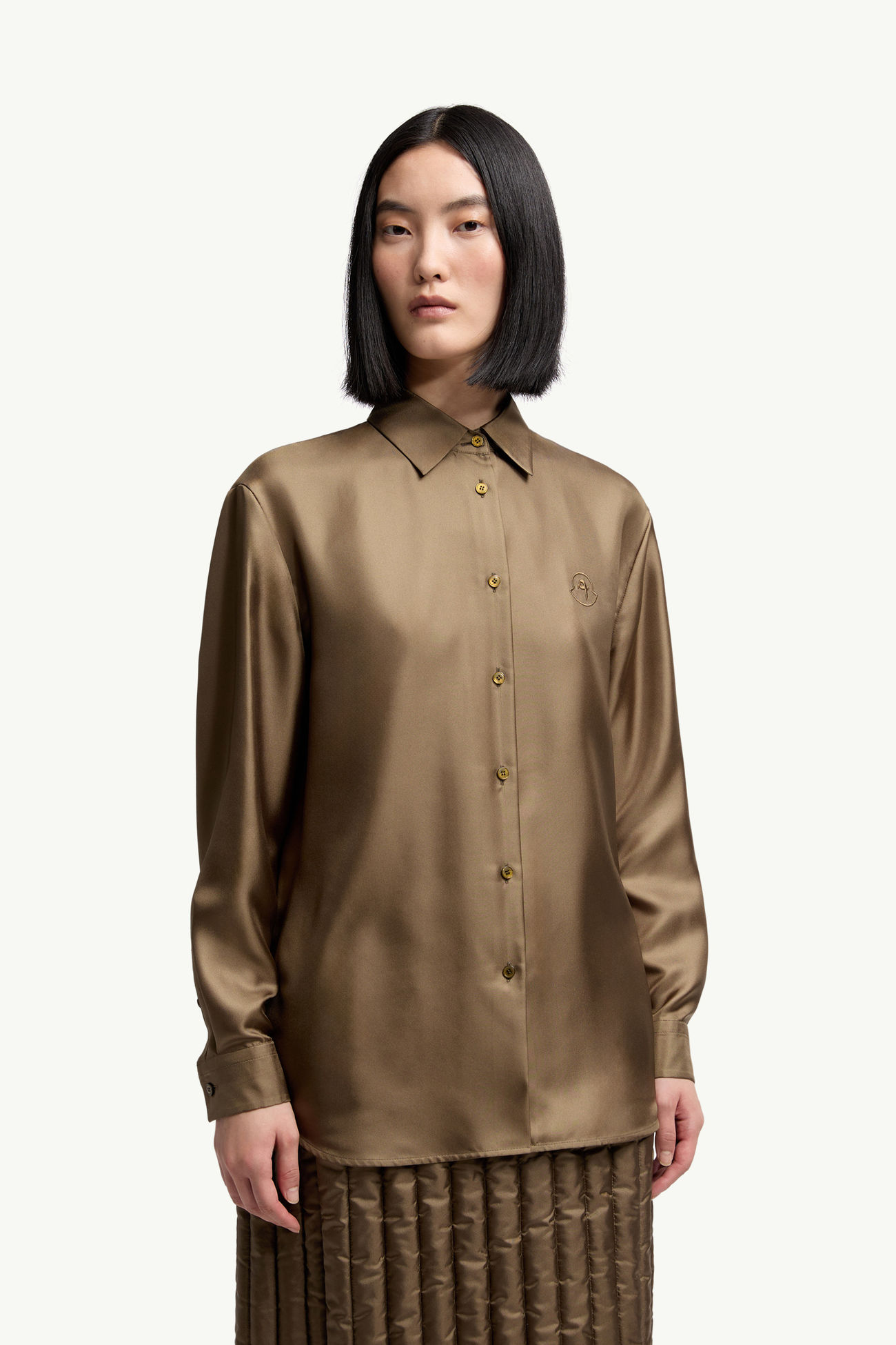 Chemise à manches longues Moncler + Qiu Hao Femmes Vert Olive Moncler 3