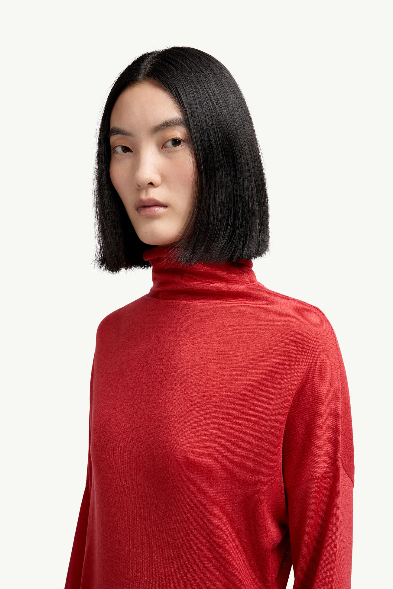 Moncler + 邱昊羊毛和真絲樽領毛衣 女士 紅色 Moncler 1