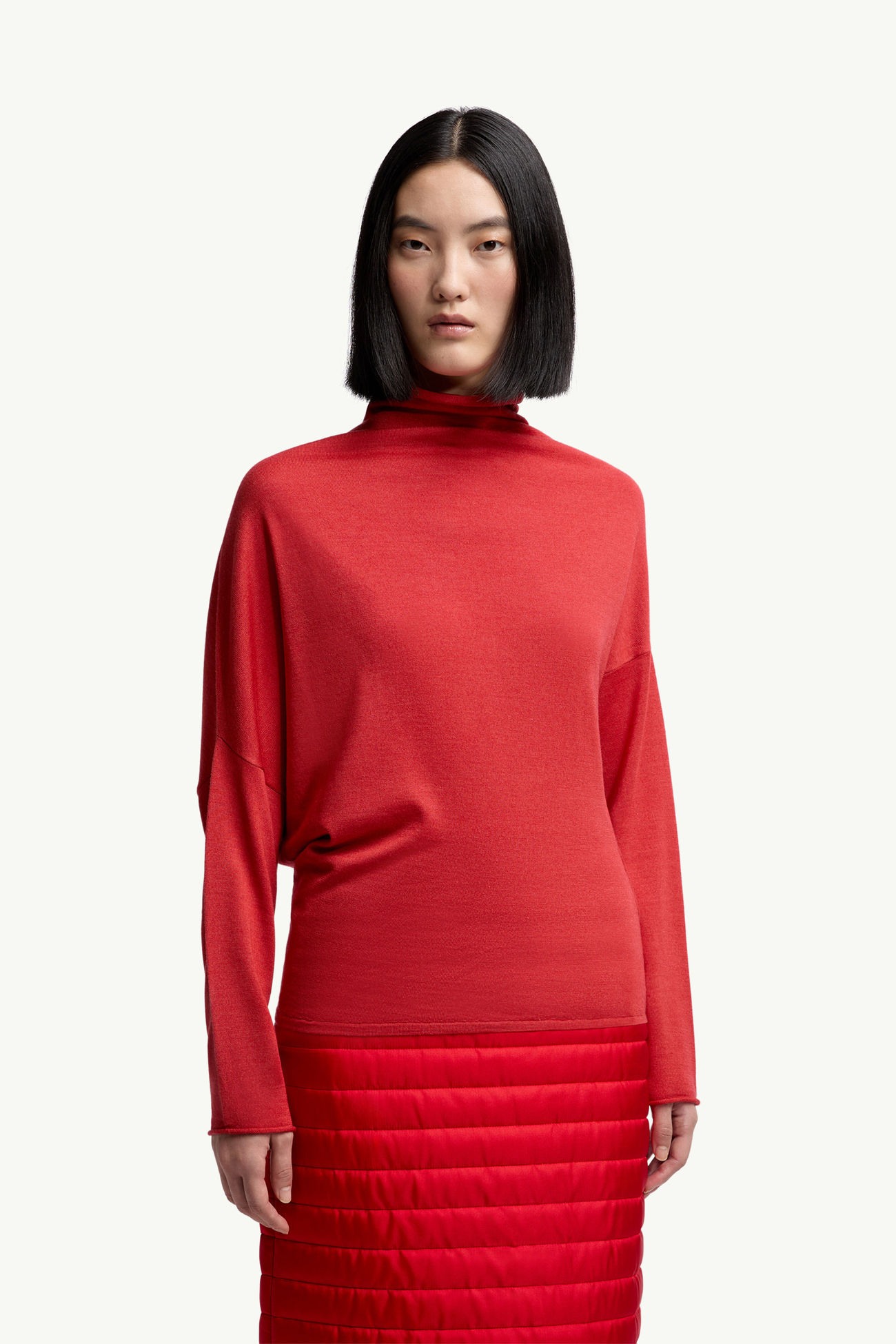 Moncler + Qiu Hao Rollkragenpullover aus Wolle und Seide Damen Rot Moncler 3