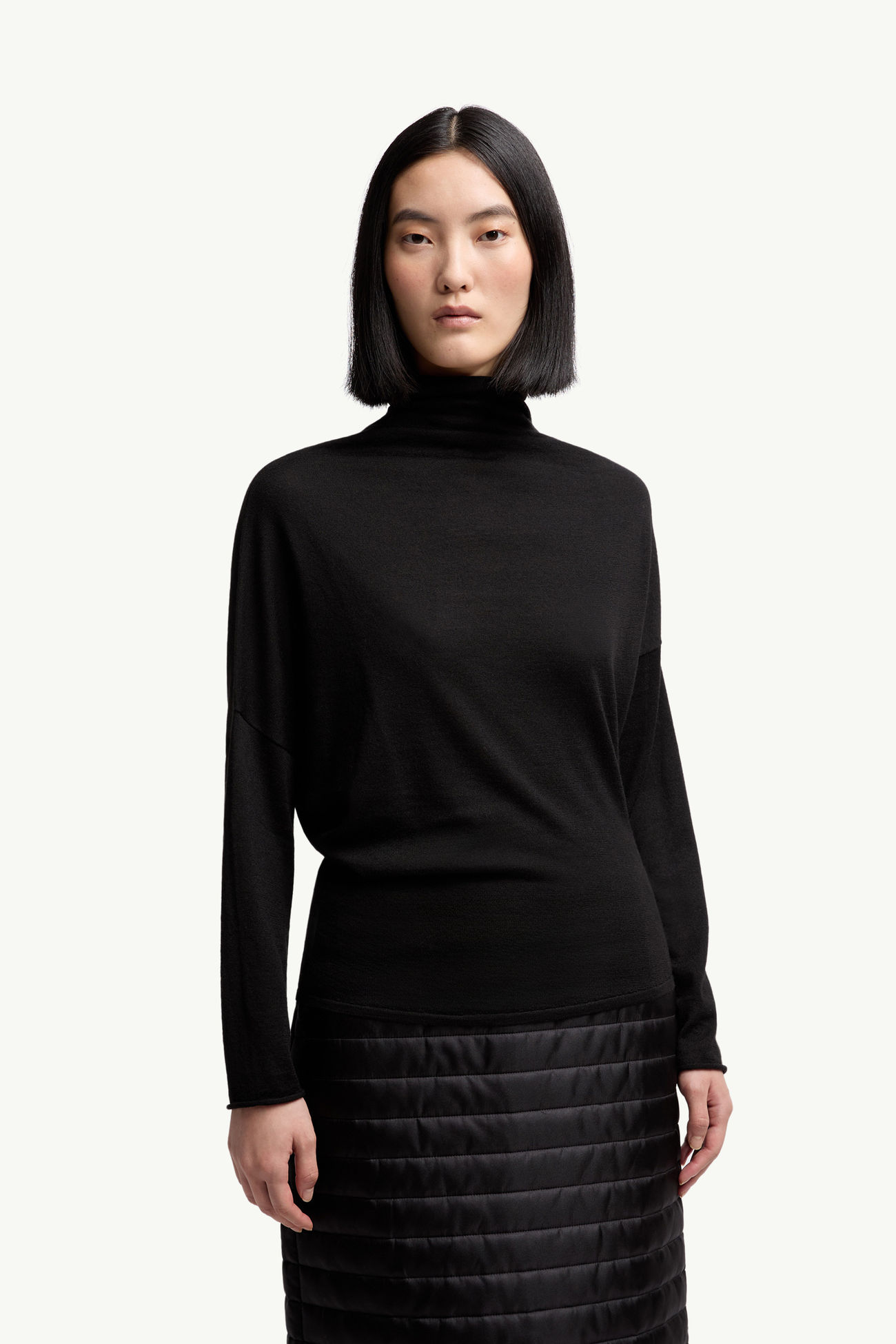 Moncler + 邱昊羊毛和真絲樽領毛衣 女士 黑色 Moncler 3