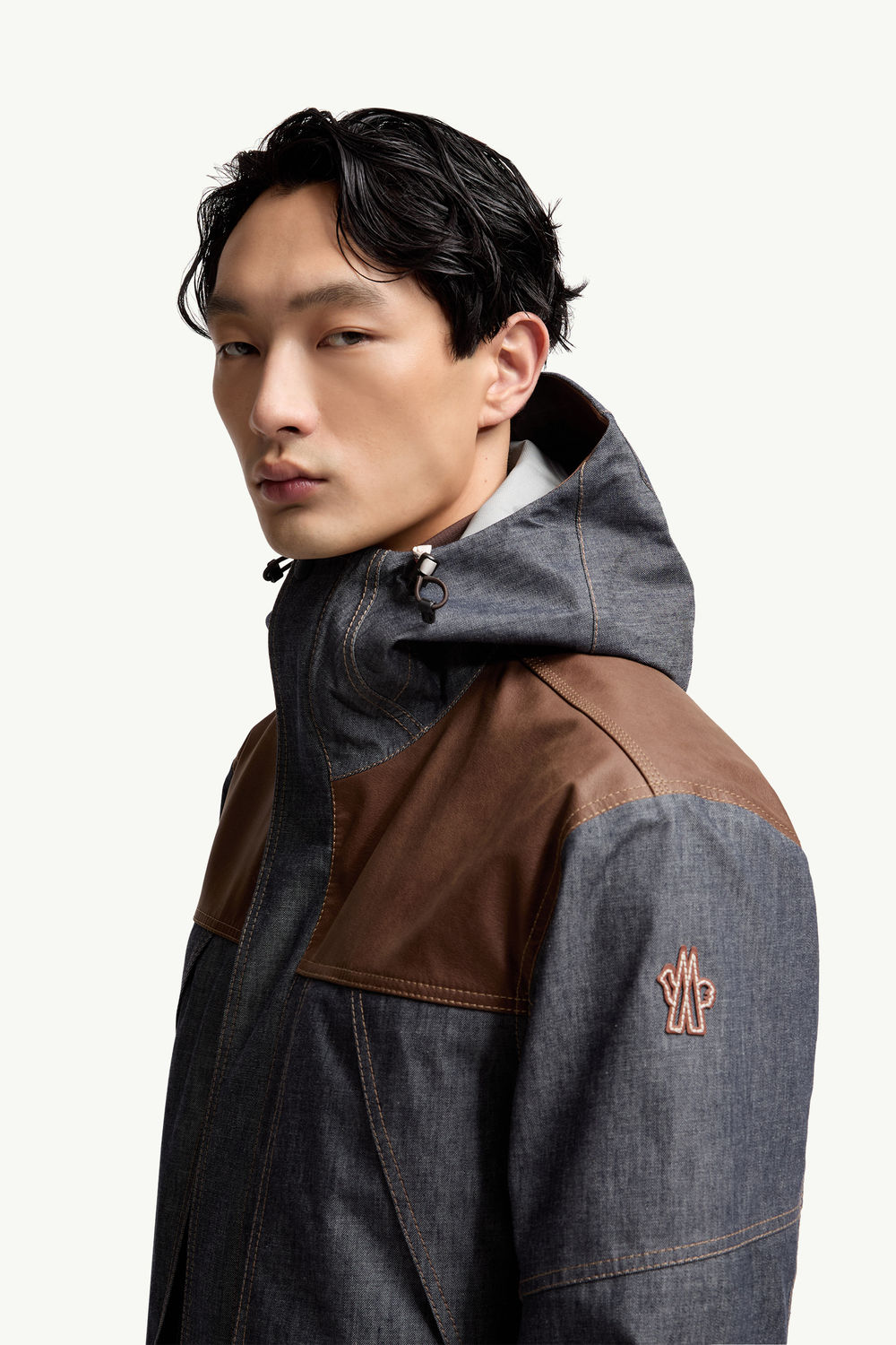 Langtang Hooded Denim Down Ski Jacket Men Dark Gray Moncler 1