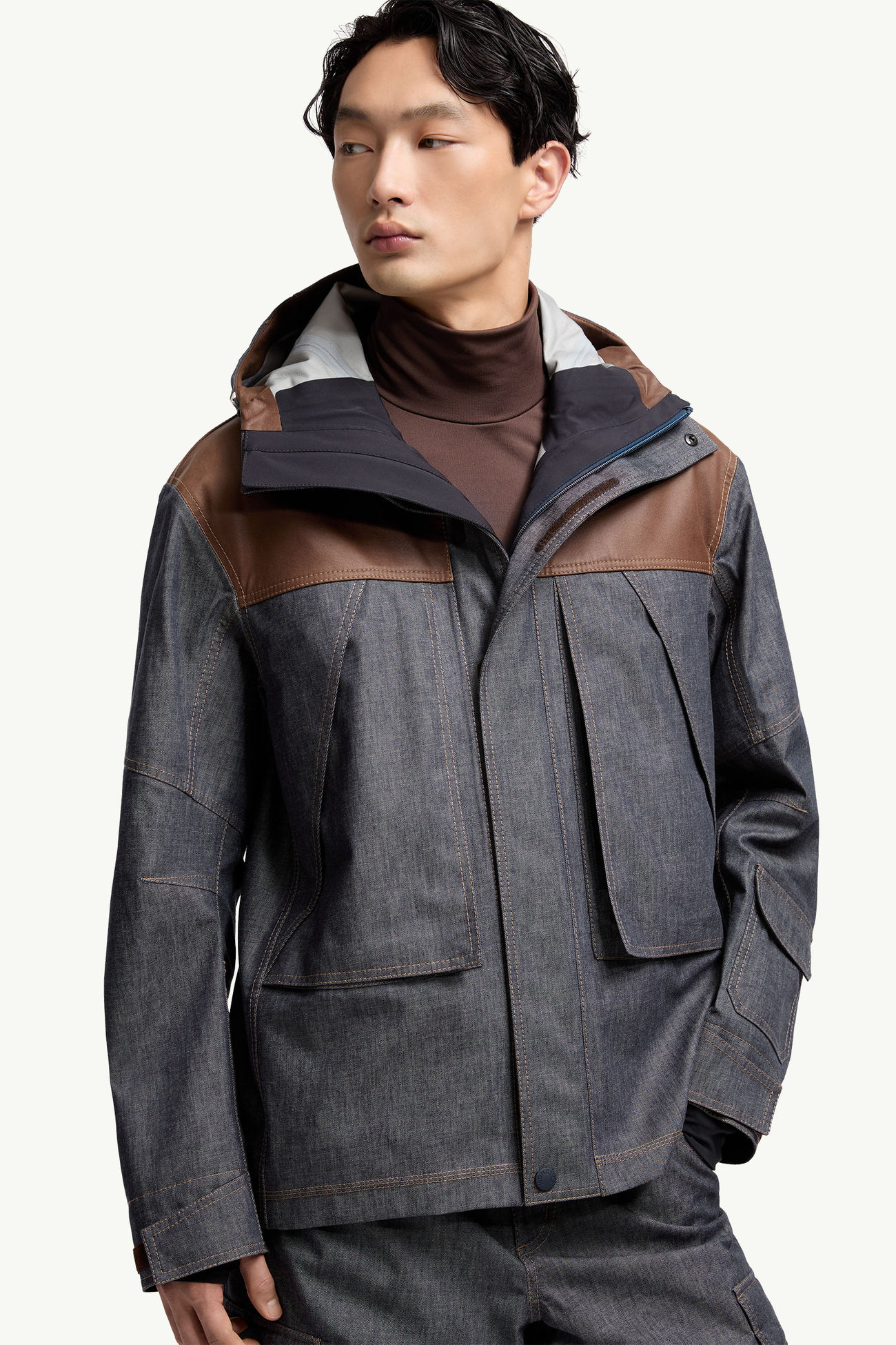 Langtang Hooded Denim Down Ski Jacket Men Dark Grey Moncler 5