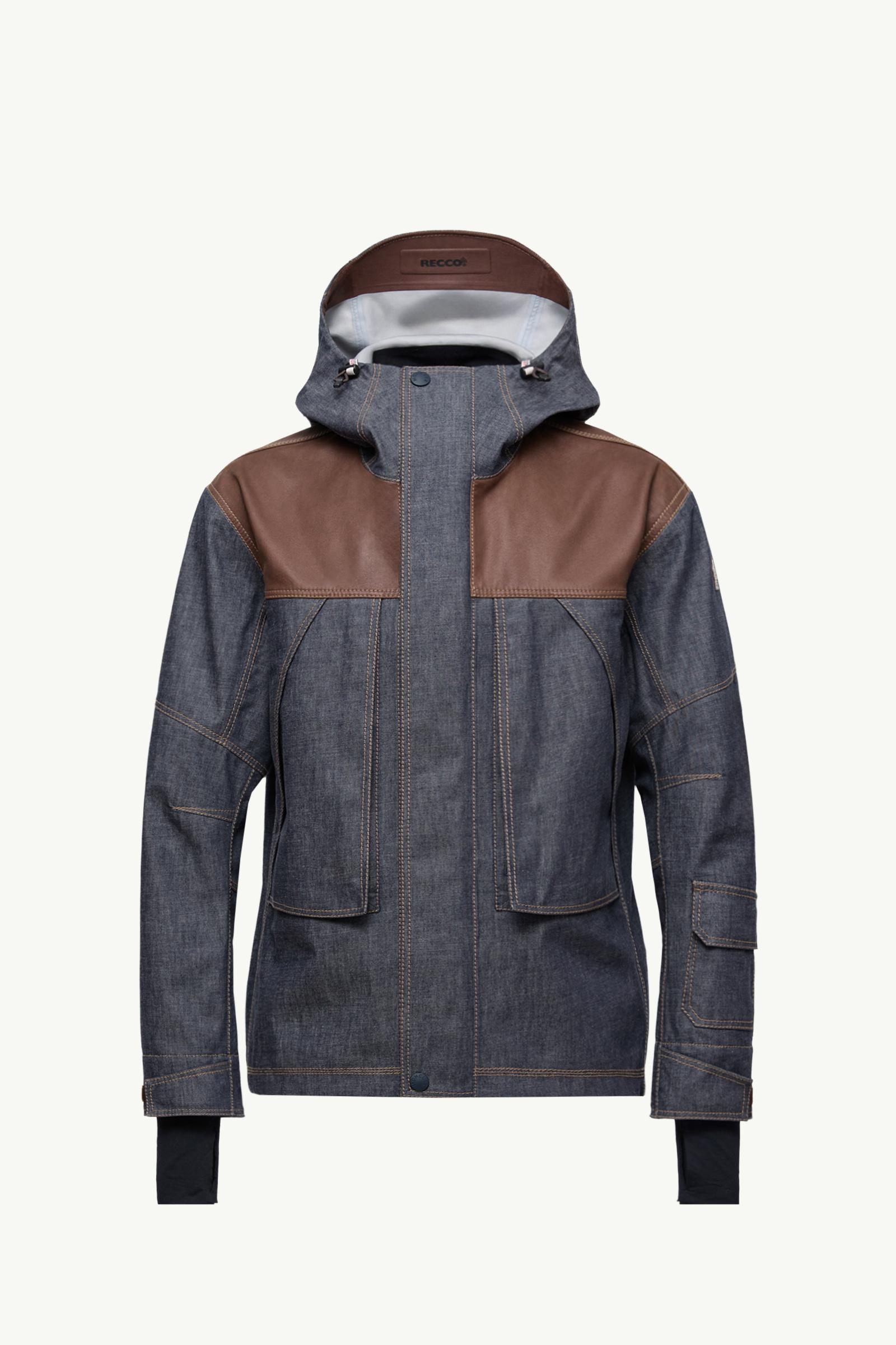 Dark Grey Langtang Hooded Denim Ski Jacket - Windbreakers
