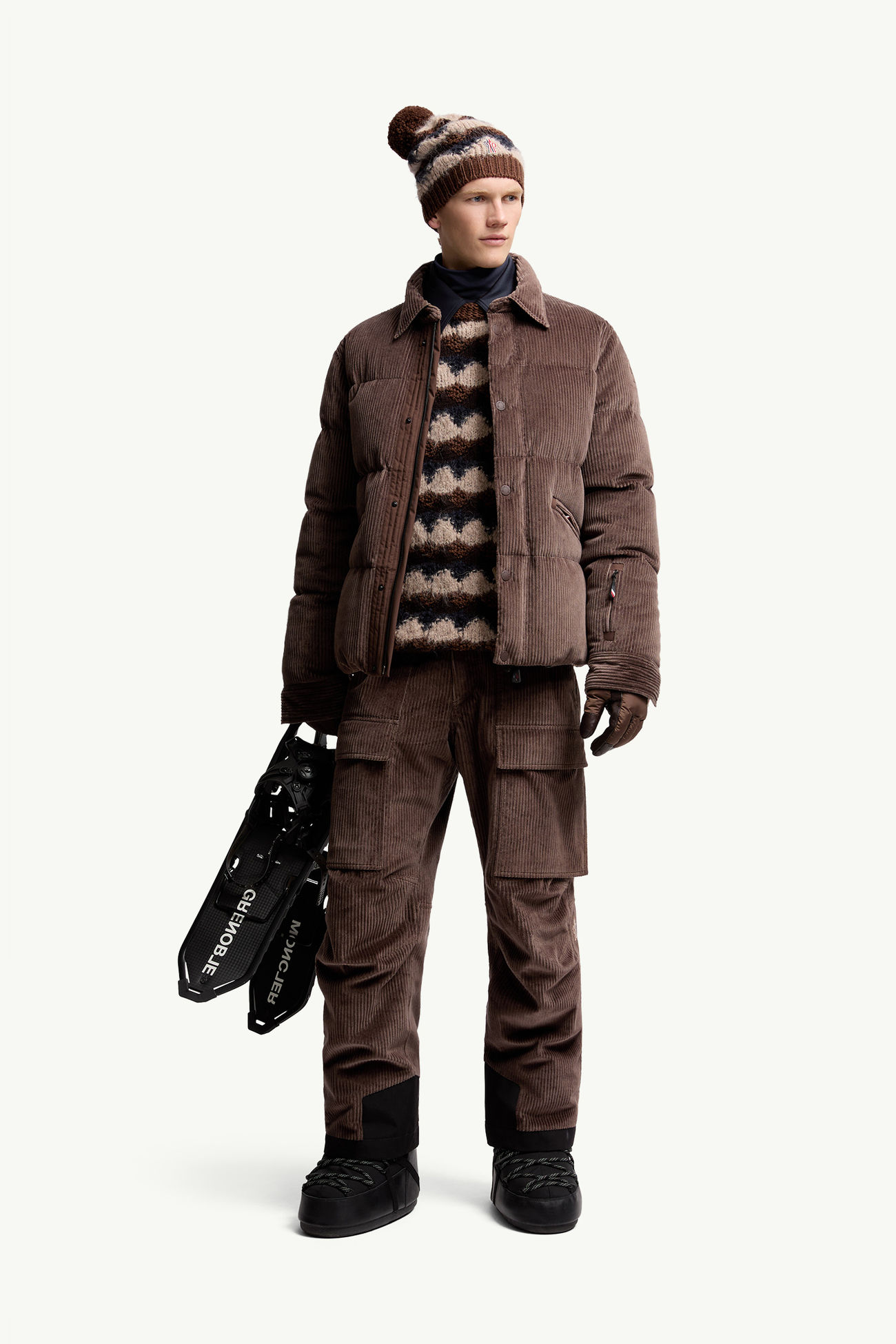 Elgon Corduroy Down Ski Jacket Men Brown Moncler 0