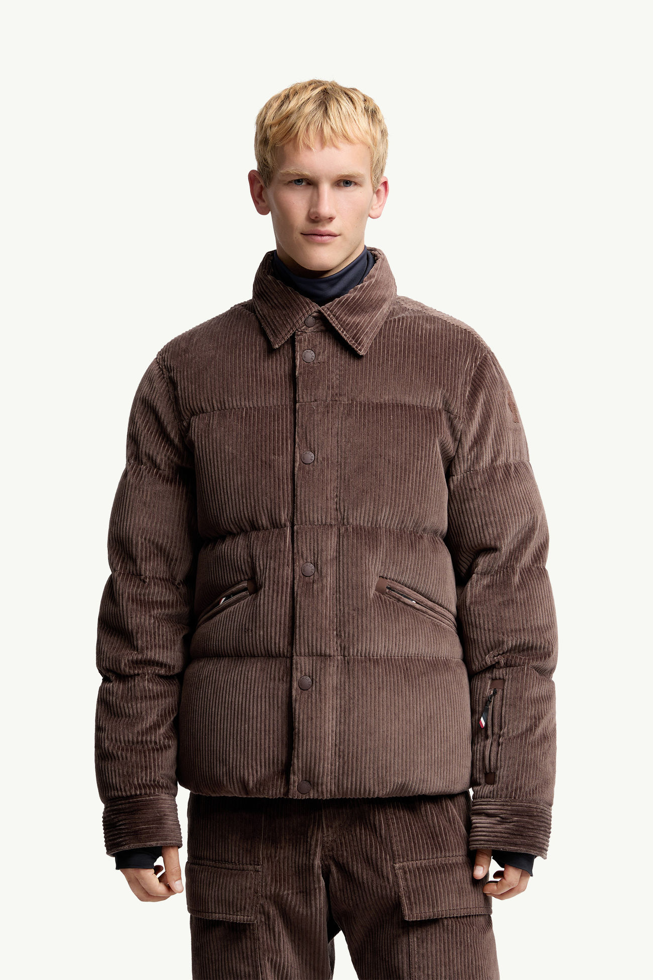 Elgon Corduroy Down Ski Jacket Men Brown Moncler 3
