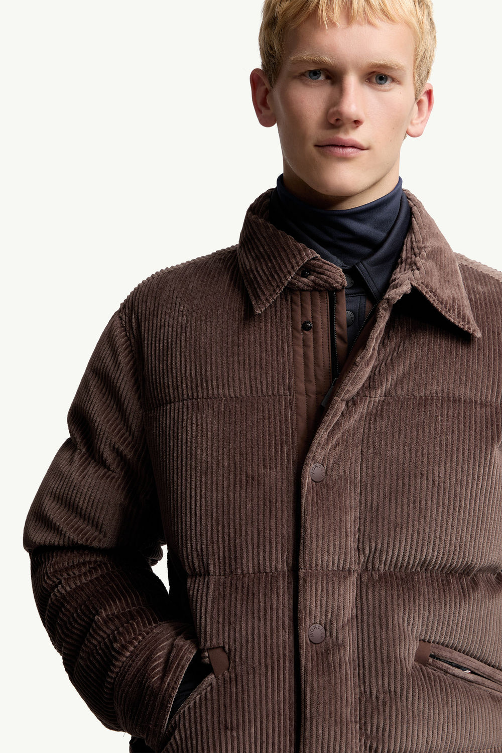 Elgon Corduroy Down Ski Jacket Men Brown Moncler 7