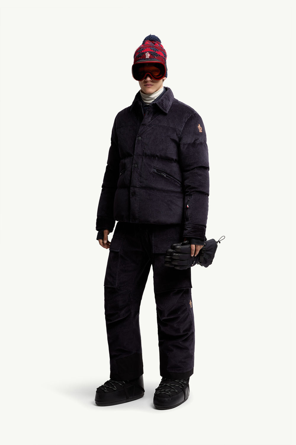 Elgon Corduroy Down Ski Jacket Men Navy Blue Moncler 0