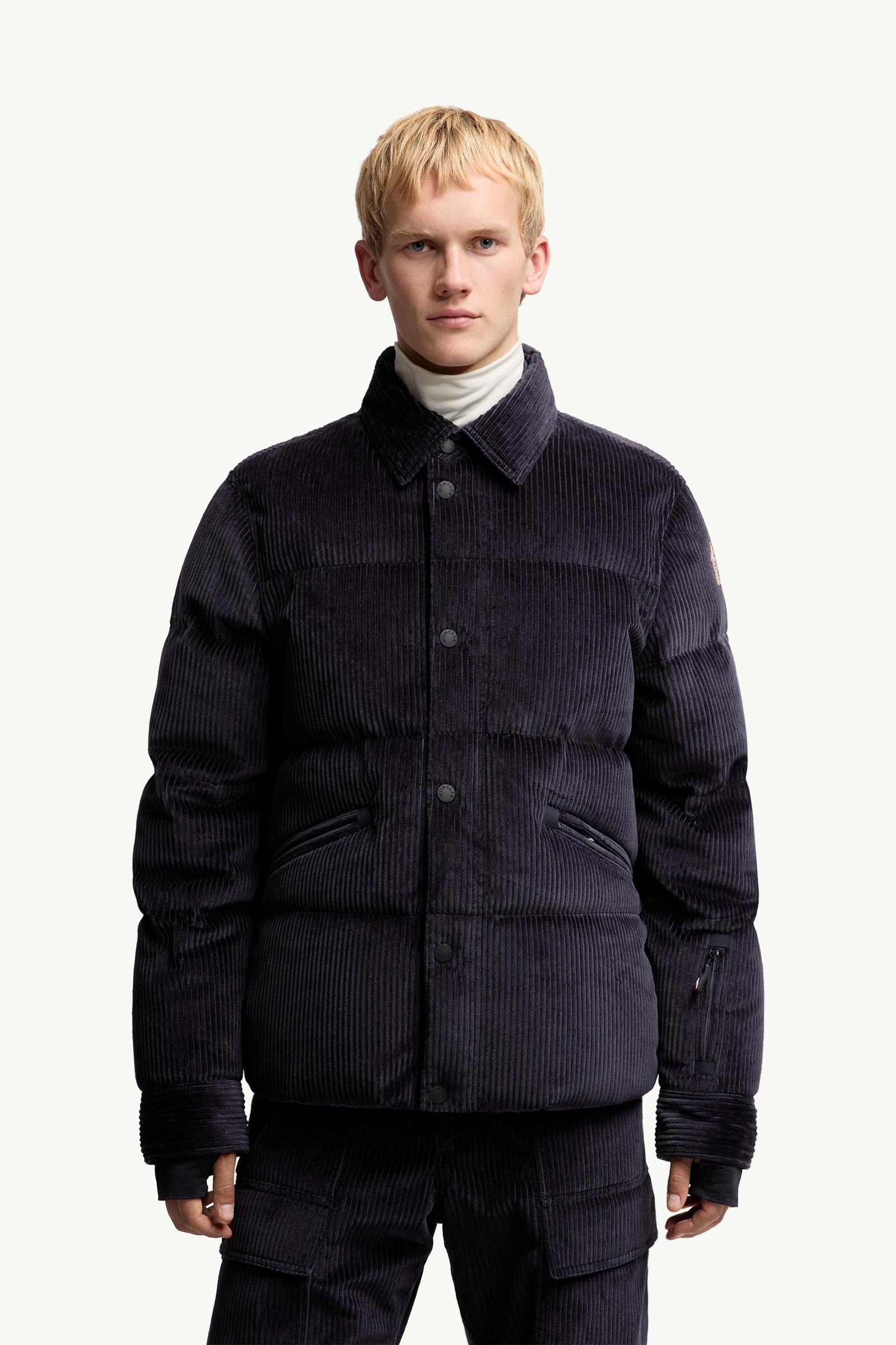 Navy Blue Elgon Corduroy Insulated Ski Jacket - Short Down Jackets