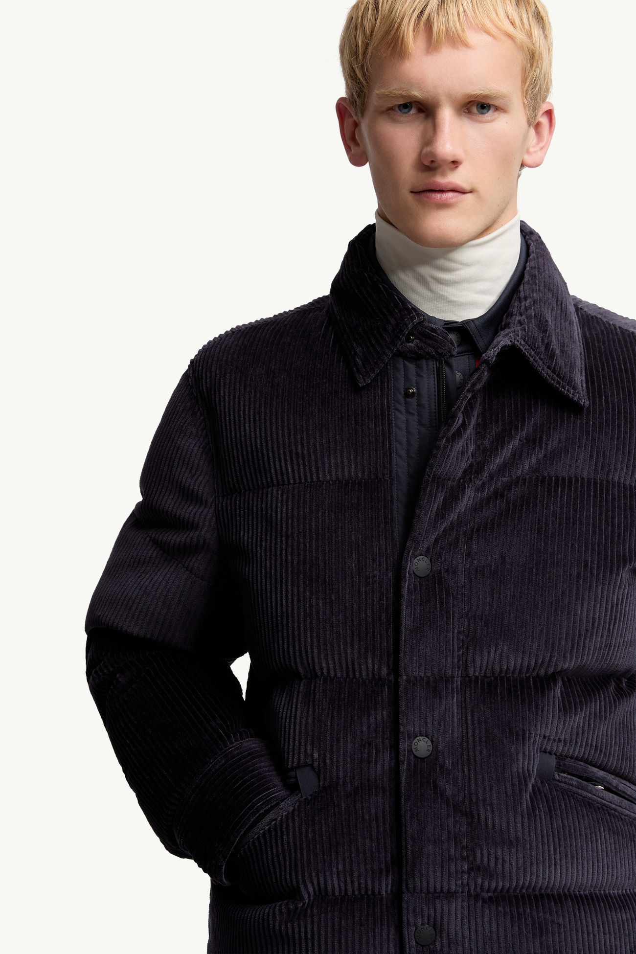 Elgon Corduroy Down Ski Jacket Men Navy Blue Moncler 7