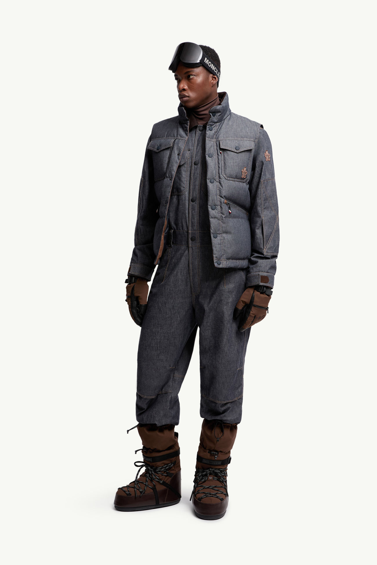 Krachan Daunenweste aus Denim Herren Dunkelgrau Moncler 0